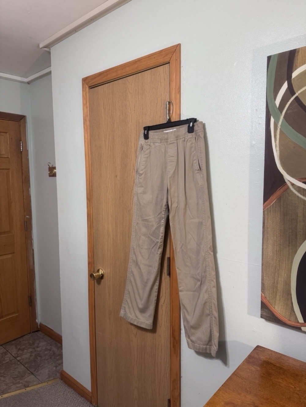 Hollister XS Solid Beige Straight Leg Pul-On Khaki Pants w/Drawstrings - EUC